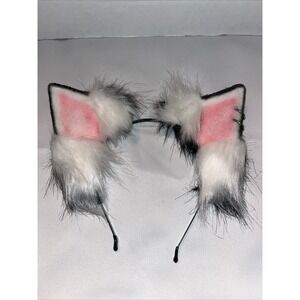 Handmade Faux Fur Wolf/ Fox Ears Headband Realistic Furry Fluffy Animal HairHoop